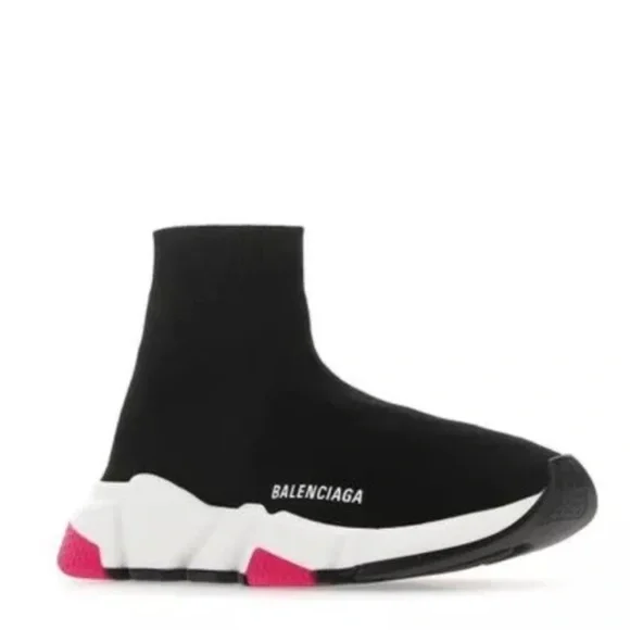 *AUTHENTIC* BALENCIAGA - Speed Knit Sneaker - Black/pink - Women’s US 6 / EU 36 - Picture 2 of 12